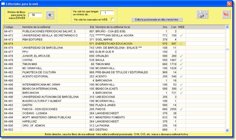 Actualizacion de editoriales